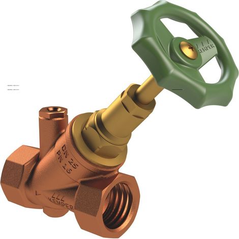 Kemper Standard Freistrom-Absperrventil mit Entleerstopfen G 1/4", DN 20 IG, PN 16, Rotguss/Messing, Figur 191 02