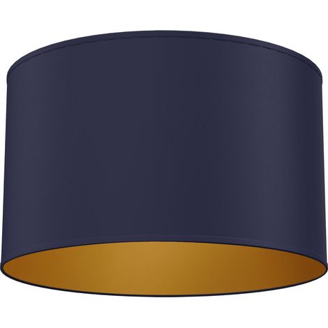 Plafonnier minimaliste bleu marine et doré Arden, grand abat-jour tissu, 1x E27 15W (1/2)