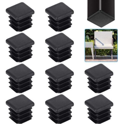 20 tappi terminali in plastica per tubi quadrati da 20x20 mm, tappi terminali a lama neri per gambe di tavoli,armadi e mobili in legno massello (1/5)