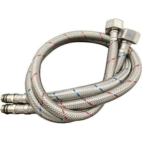 Tuyau de Raccordement Flexible Robinet en Acier Inoxydable pour Eau Chaude et Froide Mitigeur Robinet de Evier Cuisine 60cm (1/3)