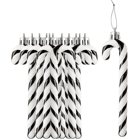 Lot de 12 décorations de Sapin de Noël en Forme de Canne à Sucre d'orge (Noir) (1/5)