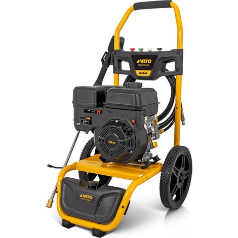Nettoyeur haute pression thermique 250 bar Moteur 207CC 7CV 5.2KW Tuyau HP 8mètres 4 buses VITO