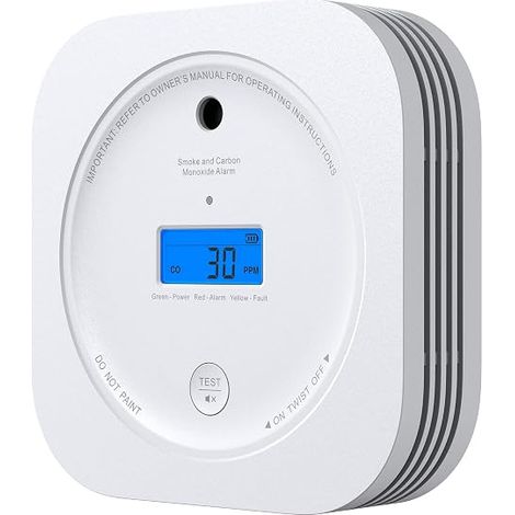 Détecteur de Fumée et de Monoxyde de Carbone avec Pile Remplaçable, Détecteur d’Incendie avec Bouton Test-Silence, SC200 (1/5)