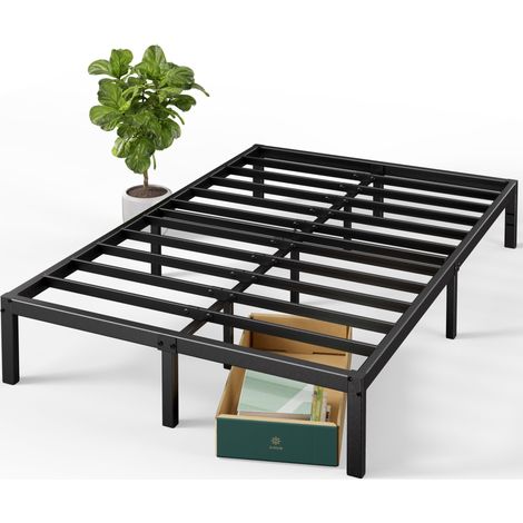 Zinus Elias Rete Una Piazza e Mezza 120x190 cm - Struttura Letto con Doghe in Metallo Incluse - Altezza 35,6 cm con Spazio Sottostante - Facile da Montare - Nero (1/5)