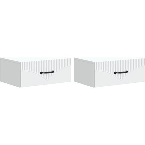 Mesita de Noche de Pared con cajón 2 pcs 49 x 34,5 x 20 cm