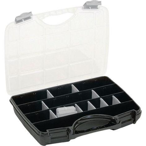 raaco Sortimentskasten B 460 x T 350 x H 81 mm 25 Fächer 21 lose Trennwände transparent / schwarz - 715379 (1/2)