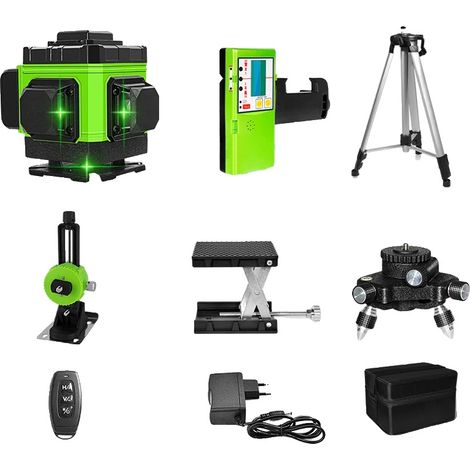 Niveau Laser, 12 Lignes, Faisceau Vert, Auto-Nivelant (1/2)