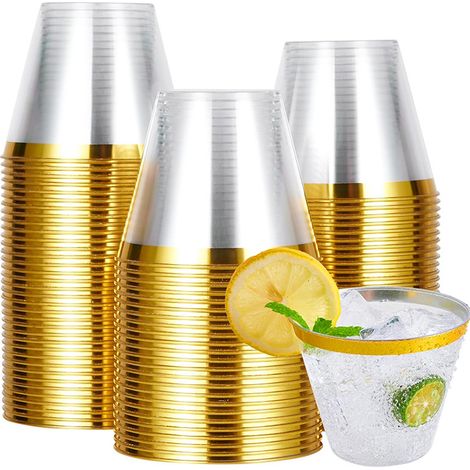 Gobelets plastique transparent [paquet de 100], jetables – verres vin, cocktail, fête
