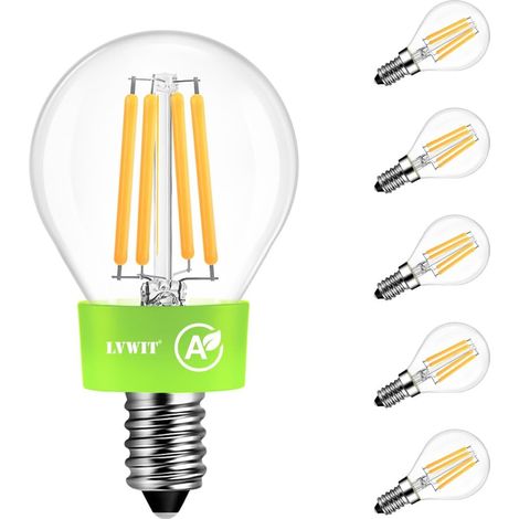 Ampoule LED E14 Classe Énergétique A, 3.8W Ampoule E14 Blanc Chaud (Équivalent 60W), Ampoules Petit Culot à Vis 2700K, Ampoules Globe 806Lm, Lot de 6, Non-Dimmable (1/5)