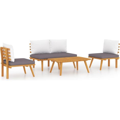 Maison Exclusive - Set Divani da Giardino 4 pz con Cuscini in Massello di Acacia (1/5)