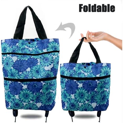 Sac À Roulettes Pliable - 30 L - Tissu Oxford - Pour Courses - 1 Pièce (1/5)