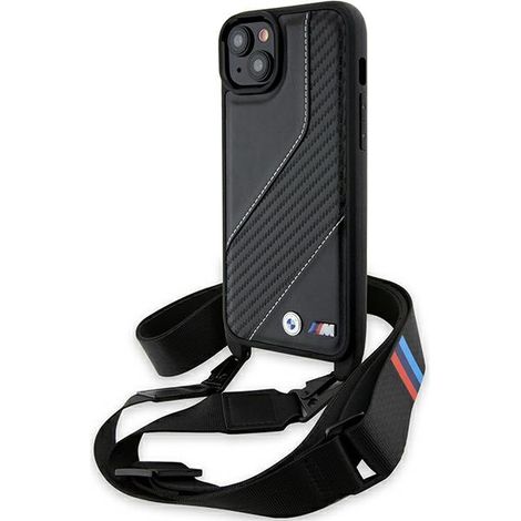 Hülle für iPhone 15 BMW Hardcase M Edition Carbon Stripe & Strap (1/5)