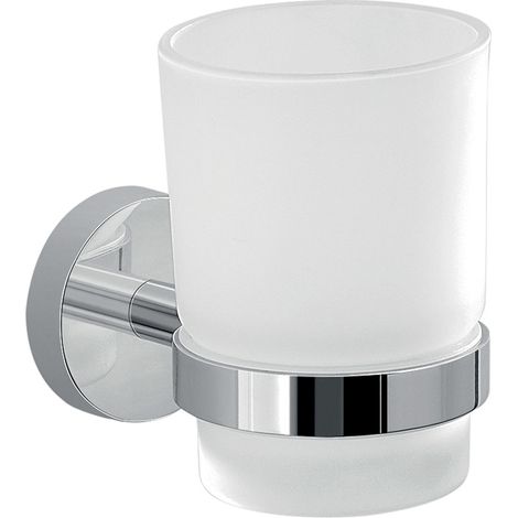 Portaspazzolino cromato e vetro satinato accessori bagno serie Eros (1/4)