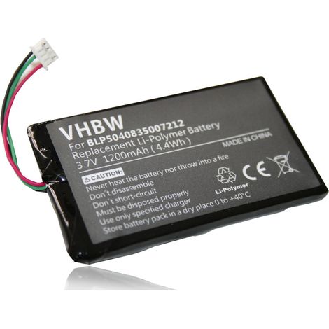 vhbw batteria sostituisce Falk BLP5040835007212 per navigatore GPS (1200mAh, 3,7V, Li-Poly)