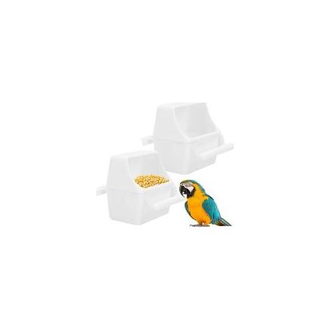Lot de 2 mangeoires pour oiseaux, mangeoire pour oiseaux, mangeoire/table intérieur extérieur pour oiseau, pour perruche canari perroquet perruche (blanc) (1/5)