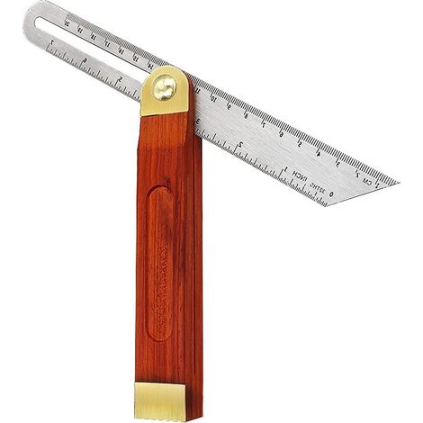 Manche en bois dur, lame en acier inoxydable, règle, outil de mesure pour le travail du bois, artisan, charpentier, architecte et ingénieur (1/5)