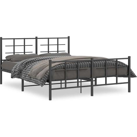 Maison Exclusive - Cadre de lit métal sans matelas avec pied de lit noir 150x200cm (1/5)