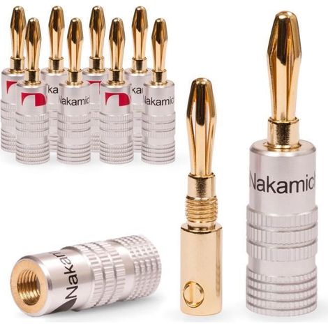 10x prise banane Nakamichi High End Bananes Banane pour câbles jusqu\'à 6 mm² soudable ou vissable 24K doré sans (1/4)