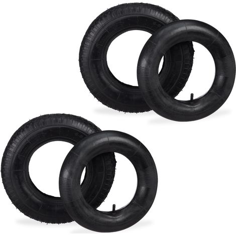 Lote de 2 ruedas de repuesto neumáticos con cámaras de aire inflables adecuado carretillas carros 35 x 10 x 35 cm de caucho negro 130015037 (1/4)