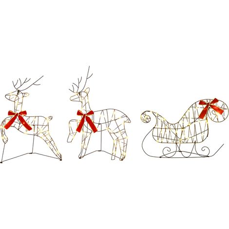 Renne de Noël avec traîneau 3 pc 140 LED Blanc chaud vidaXL (1/5)