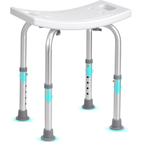 Siège de Douche Antidérapant Hauteur Réglable 360-485 mm Tabouret de Douche Charge 158,8 kg Chaise de Douche en Alu et PE Aide à la Douche pour Personnes Âgées Femmes Enceintes Salle de Bain (1/5)