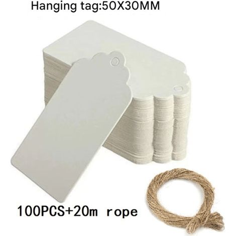 Brown Price Tags with String Kraft Luggage Tags Craft Labels Paper Gift Tags Labels 100 pcs 5 x 3 cm with Jute String DIY for Gifts white (1/5)