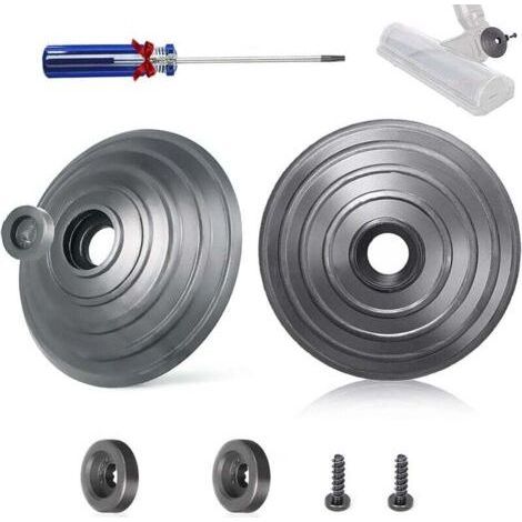 Replacement wheels for Dyson V6 V7 V8 V10 V12 DC58 DC59 DC62 DC72 DC74 SV10 SSV12 SV20, Direct Drive Cleaning Head Accessories 35W 50W, 2 wheels + 2 screws + 2 fixings + Screwdriver (1/4)