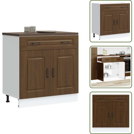 Armadio in legno - vidaXL Base da Cucina Kalmar Rovere Marrone in Legno Multistrato - Base da cucina in truciolato