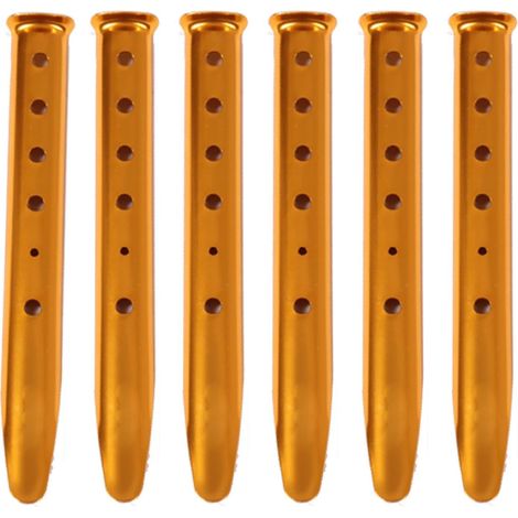 APEX Sardines Camping 31 cm Piquets de Tente en Alliage d'Aluminium Piquet de Sable Fixation 6 Pièces pour Randonnée Auvent Bâche (Orange)