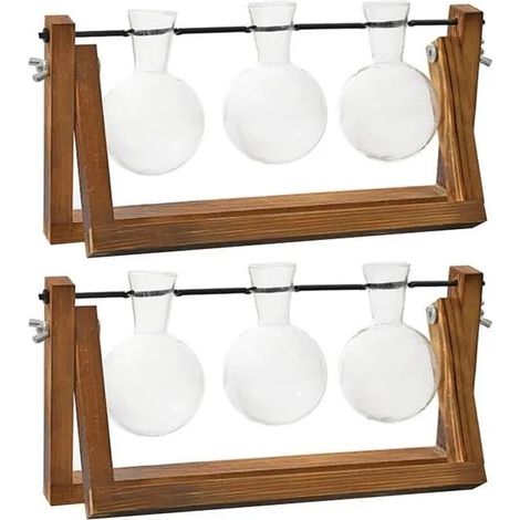 Vase terrarium hydroponique en verre transparent, lot de 2, pour la décoration intérieure (1/4)