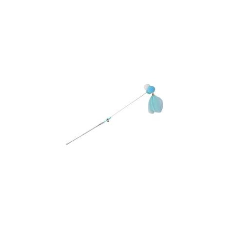 cat feather teaser stick toy, cat interactive retractable fishing rod, funny cat,sky blue (1/5)