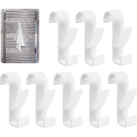 8 Pièces Crochet Radiateur Seche Serviette Salle de Bain pour Tous les Radiateurs Standards (Blanc) (1/5)
