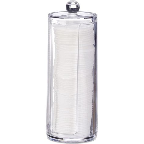 Distributeur de coton avec couvercle, en plastique transparent, pour ranger les cotons dans la salle de bain et sur la coiffeuse. (1/3)