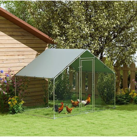 Gallinero 300 x 170 x 190 cm de acero galvanizado con techo plateado anti-UV DESVIAE (1/5)
