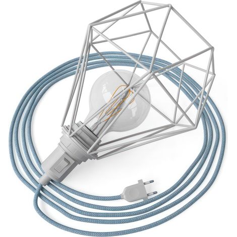 Creative Cables – Tischleuchte „Snake“ – Steckdosenleuchte mit diamantförmigem Lampenschirm