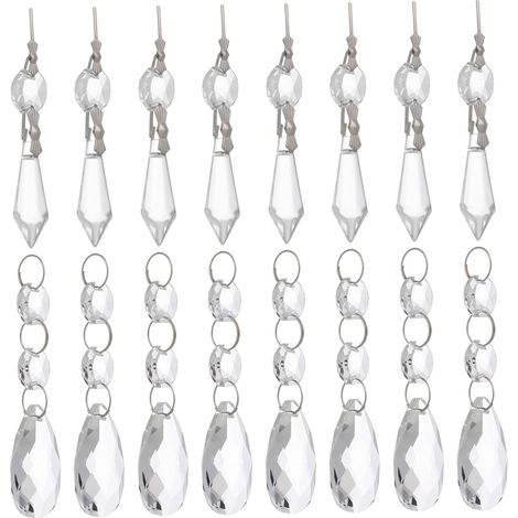 48 pièces Lot de Cristaux Suspendus pour Lustres Transparent Remplacements Durables et Légers pour Décoration Lumineuse et Fenêtres (1/5)