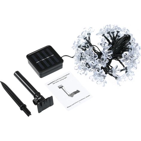 Solar-Lichterkette, 7 m, 50 LEDs, Pfirsichblüten-Design, 8 Modi, warmweiß, für Partys, Garten, Zuhause, Festdekoration (1/5)