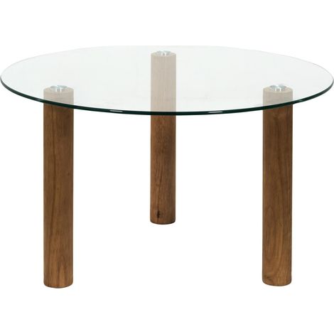 Table Basse Ronde en Verre "Clara" 75cm Transparent (1/4)