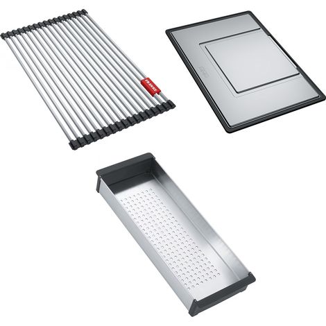 Set accessoires cuves Mythos Inox : Rollmat + égouttoir + panier égouttoir - Franke (1/4)