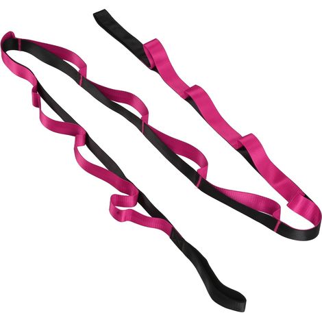 Sangle d'étirement de yoga à 12 boucles en nylon non élastique pour yoga, pilates et gymnastique - Violet (1/5)