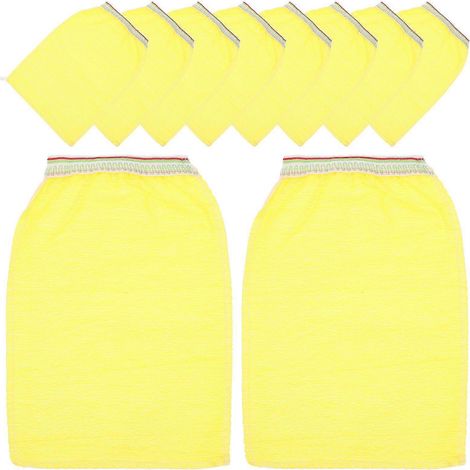 Lot de 25 gants de douche jetables exfoliants pour le bain (jaunes) (1/4)