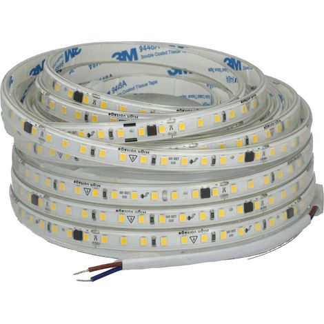 1 bobine ruban led, 220 v, ip65 extérieur, 600 led, découpable 10 cm, adhésif 3m, éclairage couloir (1/5)
