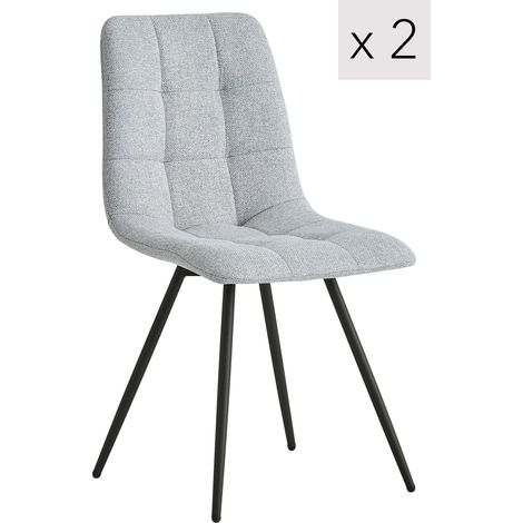 Nordlys - Lot de 2 Chaises de Salle a Manger Scandinaves Capitonnees Metal