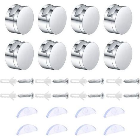 8 Sets Bains Pince de Verre, Fixation Miroir Supports, Miroir Clips Verre en Alliage Zinc pour Miroir Murale, Etagere Murale en Verre (1/5)