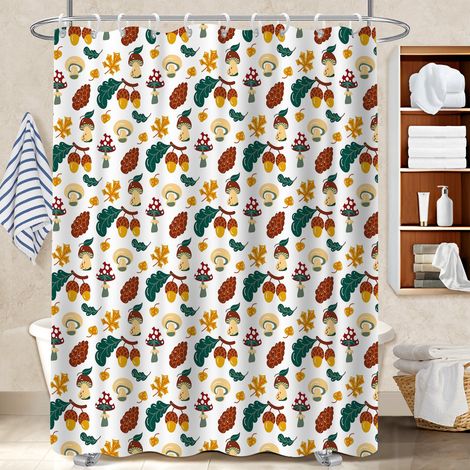 Voile de douche polyester 180x180 infroissable rideau imperméable pour maison secondaire (1/5)