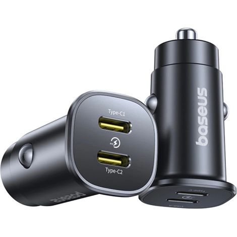Baseus GoTrip 2 x USB-C 30W Kfz-Ladegerät – Schwarz