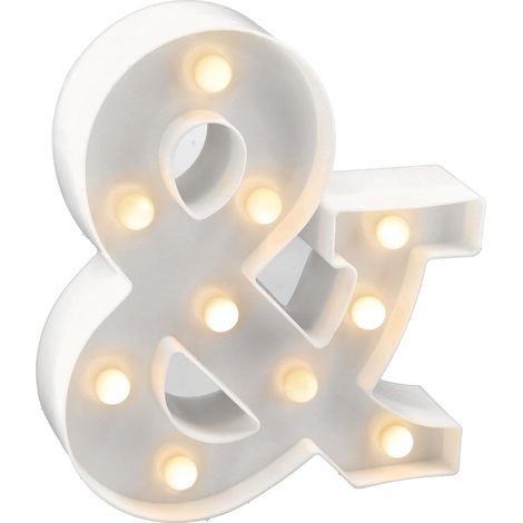 LED Letter, Warm Light 3000K, White Plastic, Indoor Decoration, Battery Operated (1/5)