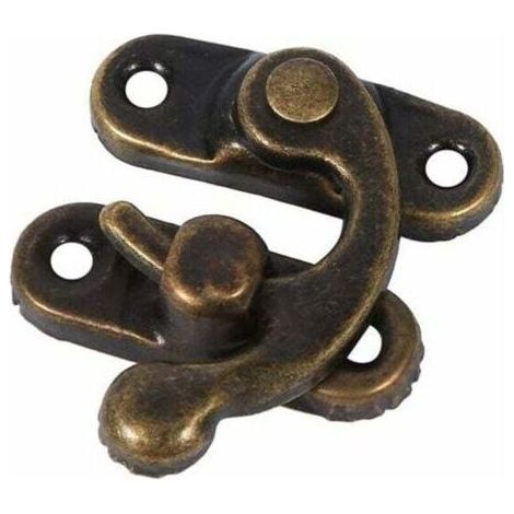 12X Antique Gauche/Droite Loquet Crochet Hasp Corne de Verrouillage avec loquet de Vis Sac Bricolage, bois, bote à bijoux Décoration Décoratifs Cadeau Vin Bote En Bois (right-Bronze foncé) (1/5)