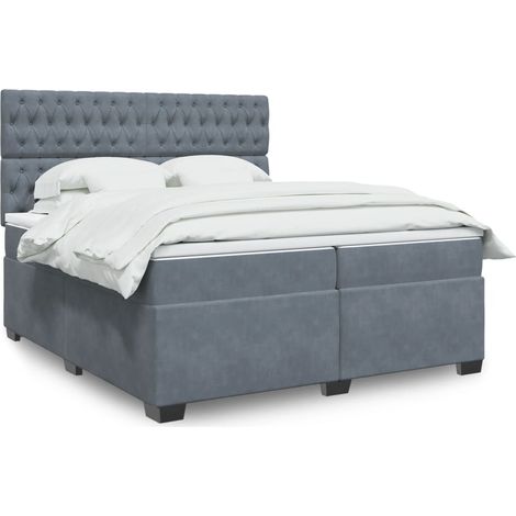 vidaXL Sommier à lattes de lit et matelas Gris foncé 200x200cm Velours (1/5)