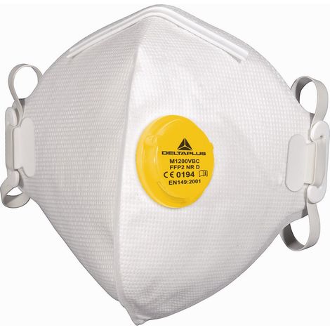 Boîte de 10 pièces faciales filtrantes FFP2 en fibre synthétique non tissée DELTA PLUS -M1200VBC (1/3)